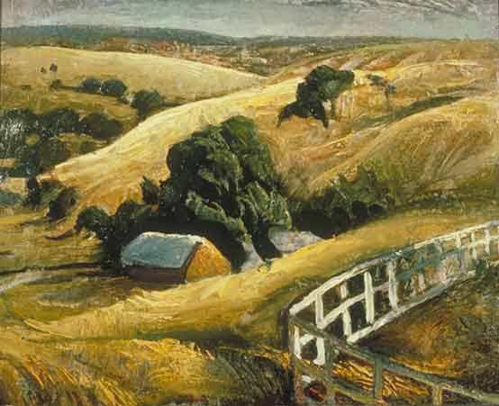 Landscape with White Fence by Murray Griffin, Oil 